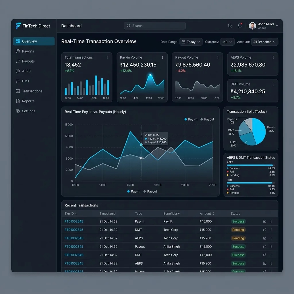 Fintech Pay-In, AEPS & Settlement Switch